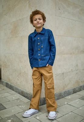 Брюки карго темно-бежевые из денима Брюки карго темно-бежевые из денима