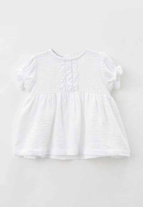Платье с короткими рукавами из белого муслина 