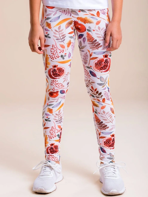 Леггинсы с гранатом и цветами в молочном окрасе