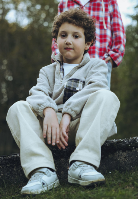 Анорак Уэйн из футера в бежевом цвете