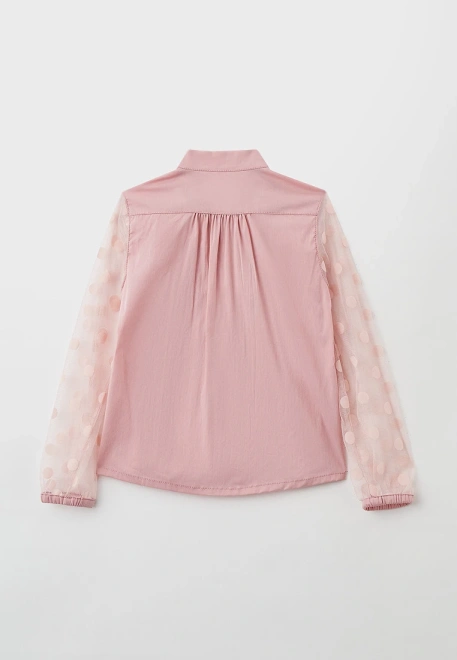 Блузка на пуговицах с рукавами из сетки в горошек