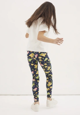 Леггинсы с коктейлями в темно-синем и зеленом цвете