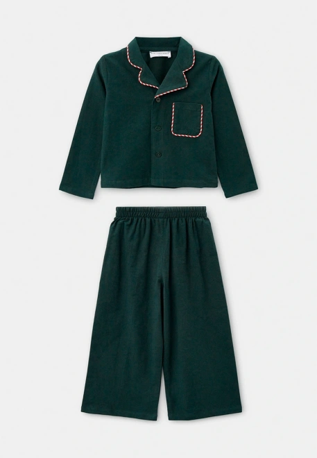 Пижама Джиди из теплого хлопка для мальчиков в темно-зеленом цвете  Пижама Джиди из теплого хлопка для мальчиков в темно-зеленом цвете