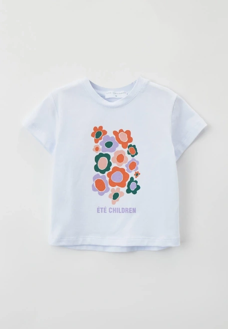 Футболка белая с принтом абстрактные цветы