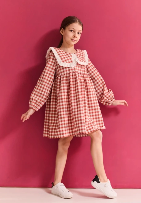 Платье Мона из хлопка в красном и белом цвете