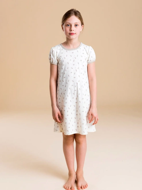 Ночная рубашка из мягкого хлопкового трикотажа в молочном цвете