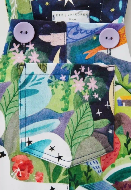 Комбинезон Арти с принтом в синем и зеленом цвете