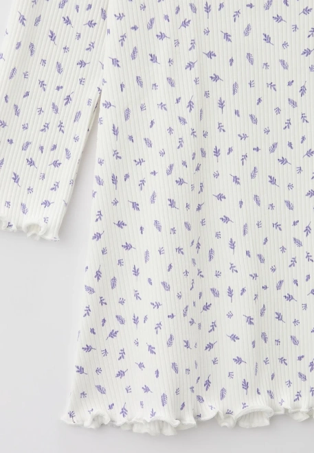 Платье из трикотажа в рубчик с принтом листики