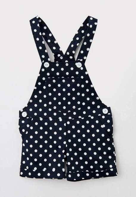 Комбинезон летний из темно-синего хлопка в белый крупный горох