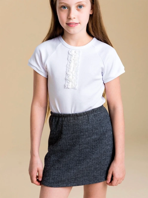 Юбка мини из мягкого костюмного трикотажа в елочку