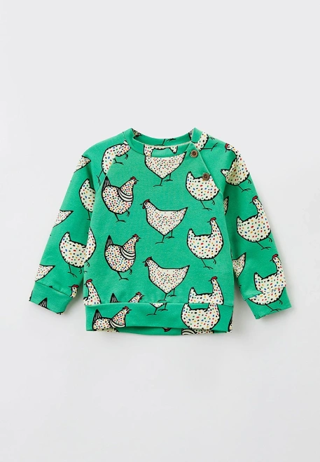 Свитшот для малышей из футера с принтом курочки и застежкой на пуговицы