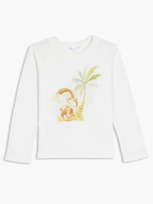 Лонгслив из хлопка с принтом обезьянки