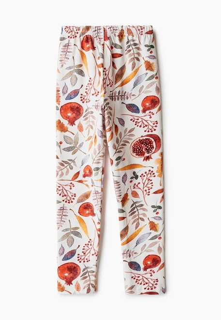 Леггинсы с гранатом и цветами в молочном окрасе