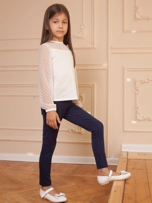 Блузка из рубашечной ткани с рукавами из сетки в горошек