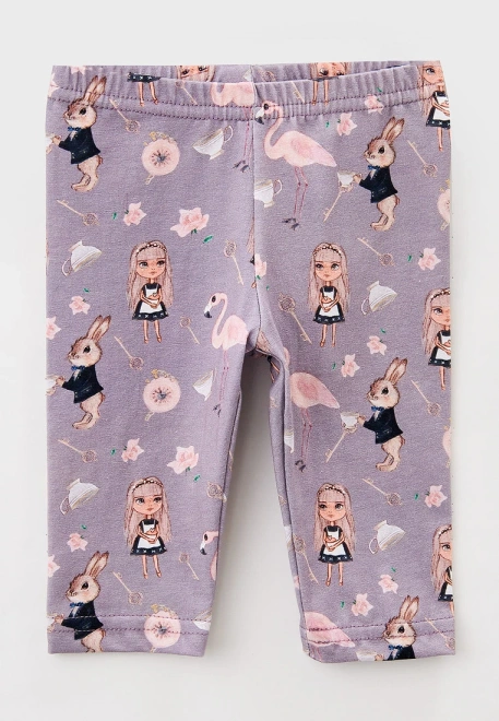 Леггинсы с куклой для малышей в фиолетовом цвете