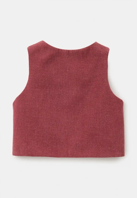 Жилет Майли из денима в бордовом цвете Жилет Майли из денима в бордовом цвете