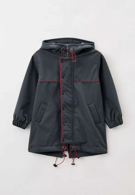 Парка из ветрозащитного и влагоустойчивого материала софтшелл в темно-сером цвете