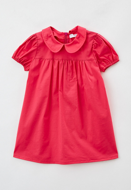 Платье короткое с круглым воротником в цвете фуксия