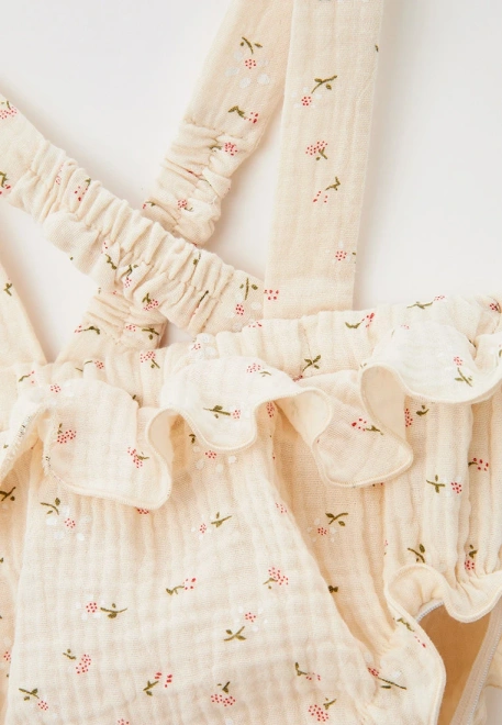 Панталоны на лямках из муслина в цветочек для малышей