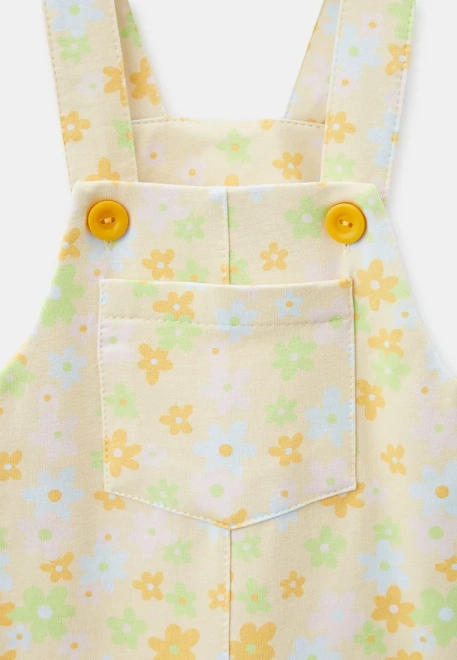 Комбинезон на двух пуговицах из хлопкового трикотажа в цветочек