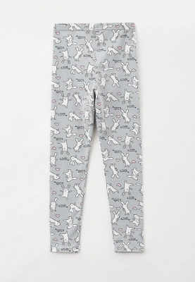 Леггинсы из трикотажа с принтом кролики на сером