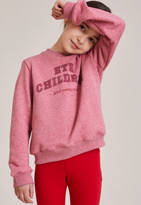 Свитшот розовый из футера с принтом 
