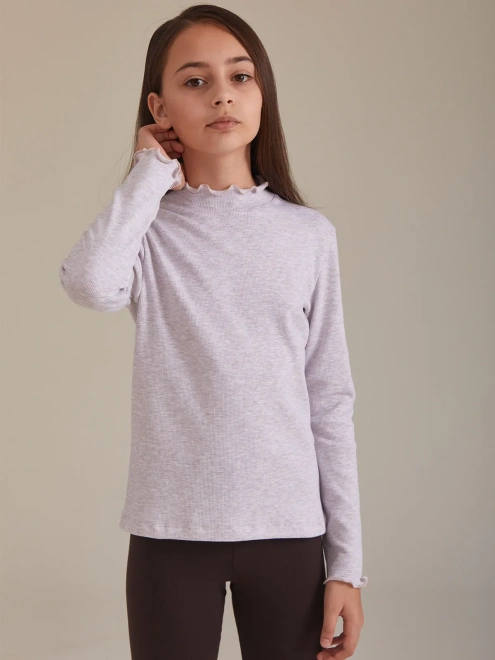 Водолазка прямого кроя из ткани в рубчик с небольшим утеплителем