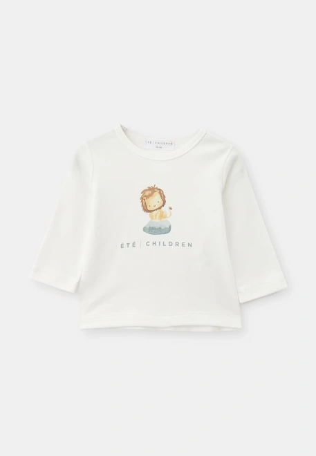 Лонгслив из хлопка с принтом лев