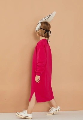 Платье длинное свободного кроя из мягчайшего футера с небольшим начесом