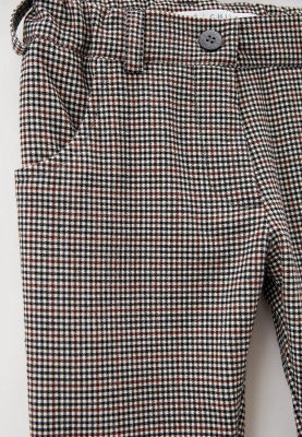 Брюки со смещенными назад боковыми швами из костюмной ткани в мелкую клетку