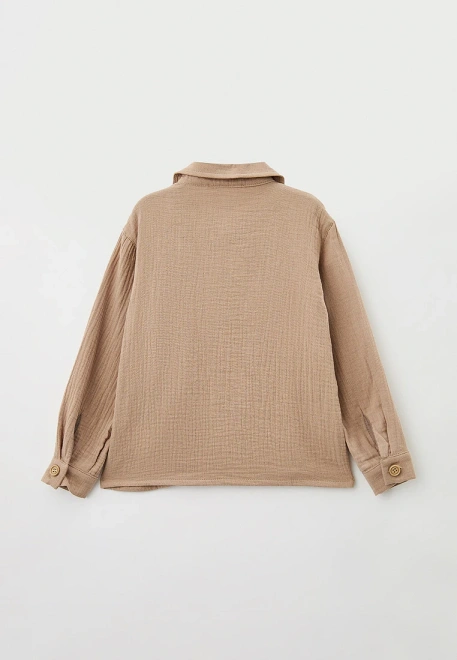 Рубашка на мальчика с длинными рукавами из муслина бежевая