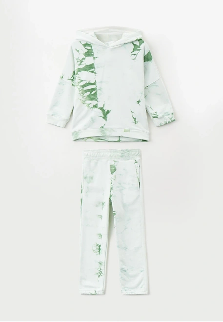 Костюм спортивный из плотного футера с принтом в стиле тай-дай