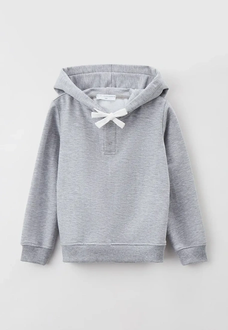 Толстовка с карюшоном и планкой на кнопках в цвете серый меланж