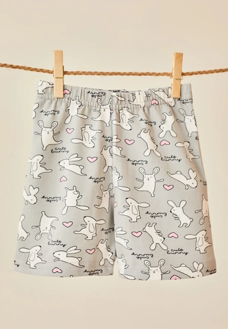 Шорты короткие трикотажые с принтом кролики и сердечки