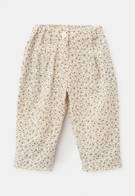 Брюки Букля из теплого хлопка в молочном цвете