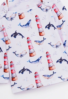 Лонгслив для малышей из хлопка с принтом киты