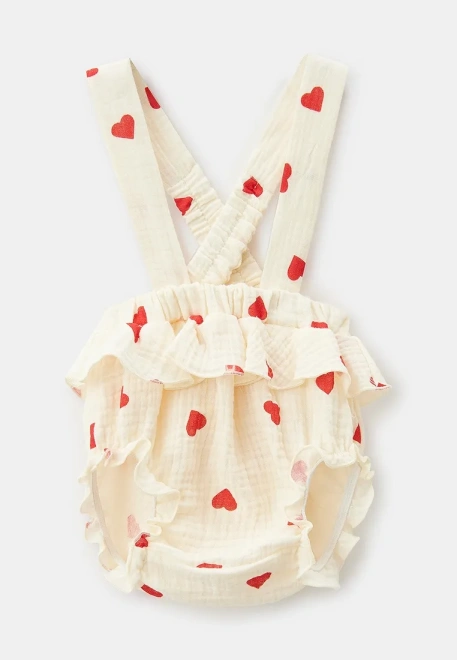 Панталоны на лямках из муслина с принтом сердечки