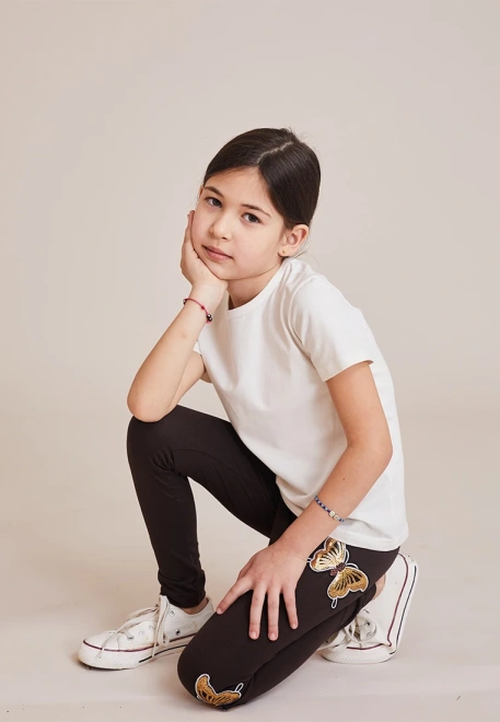 Леггинсы с большими бабочками в кофейном цвете