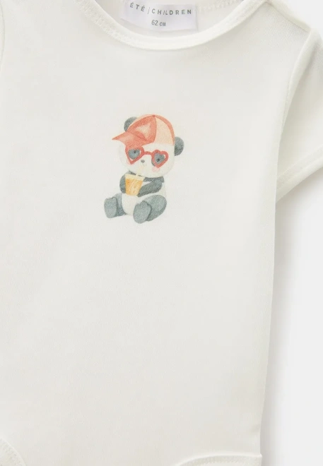 Боди  на кнопках из хлопкового трикотажа с принтом панда в кепке 