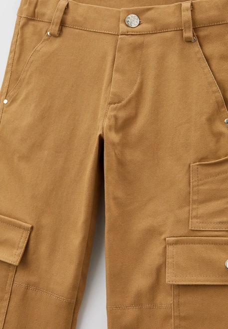 Брюки карго темно-бежевые из денима