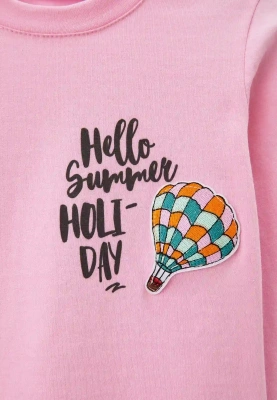 Лонгслив розовый с пришивной деталью в розовом цвете