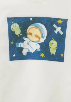 Лонгслив из мягкого трикотажного хлопка с принтом ленивец в космосе