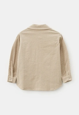 Рубашка из теплого хлопка в серо-бежевом цвете