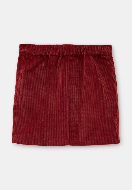 Юбка мини для девочки из вельвета бордового цвета