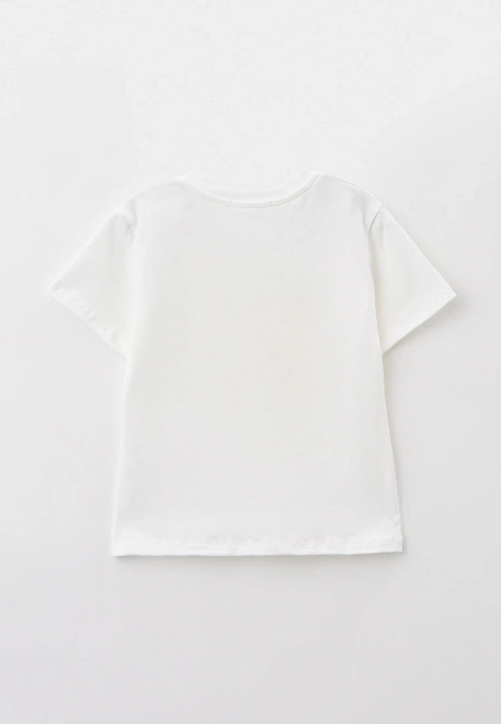 Футболка молочная с ярким принтом в желтом цвете