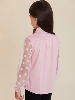 Блузка на пуговицах с рукавами из сетки в горошек