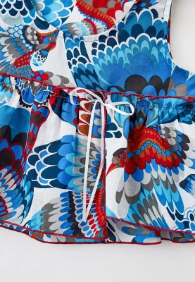 Блузка укороченная из тонкого цветного батиста