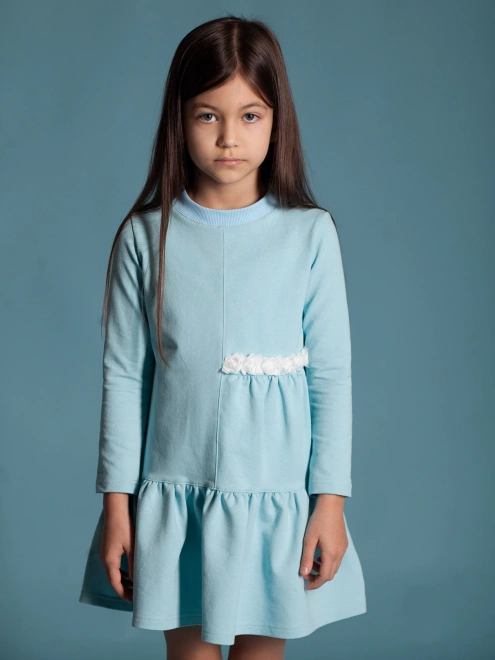 Платье свободное из голубого футера
