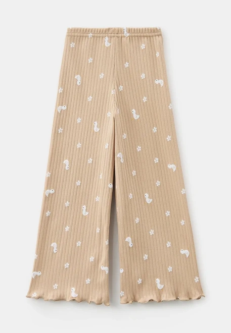 Пижама бежевого цвета с принтом для девочек