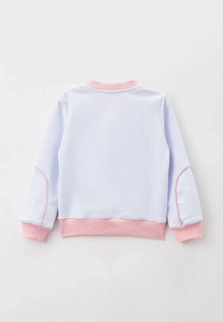 Костюм спортивный из белого футера с контрастным кантом и манжетами